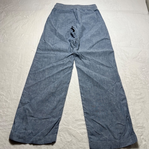 Athleta Cabo Linen Pull On Pants Wide Leg Blue - Picture 6 of 6